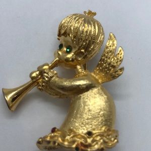 VTG MYLU Cute Angel With Green eyes Playing Horn